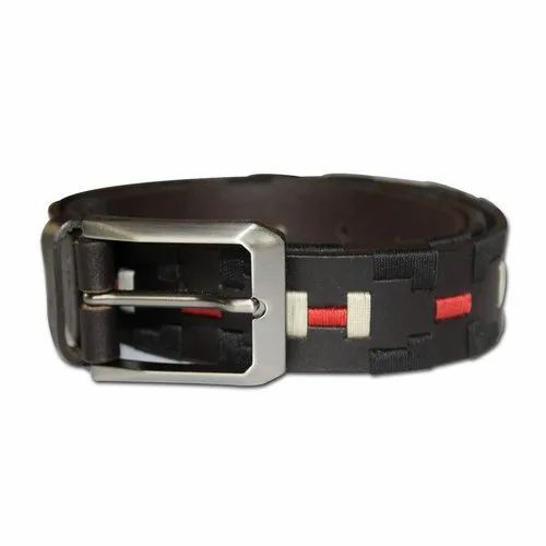 Mens Pure Genuine Black Leather Belt