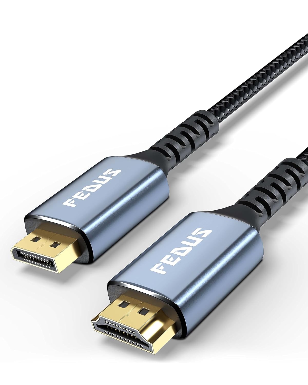 FEDUS Displayport To Hdmi Cable Converter, 1.5 Meter 60Hz Braided Dp To Hdmi Adaptor Connector, Compatible With Projector, Laptop, Monitor, Tv, Pc, Graphic Cards Hdtv Monitor Projector, Black
