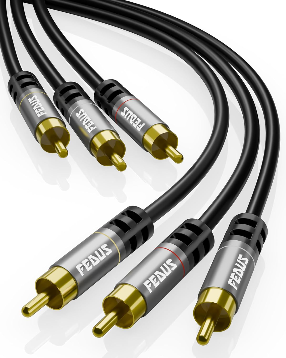 Fedus Rca Cable 3 Meter 3rca Male To 3rca Male Double Shielded Copper Cable