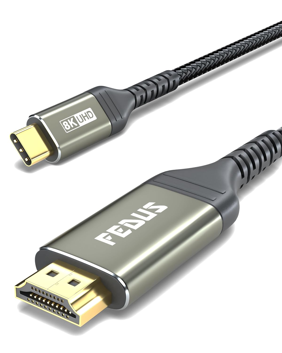 FEDUS Type C to HDMI Cable 8k@60HZ, 4k@120hz 1.5 Meter USB C Thunderbolt to hDMI 8K Cable Converter Adapter for Laptop, Mobile, iPad Pro, Mac Book, Chromebook, TV, Monitor