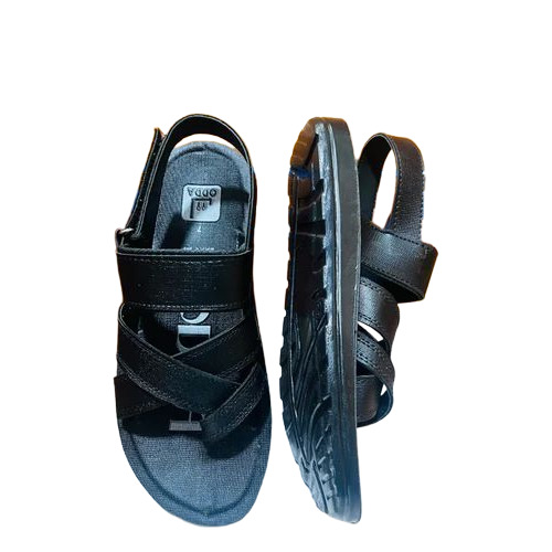 Men Plain Black Pu Slipper
