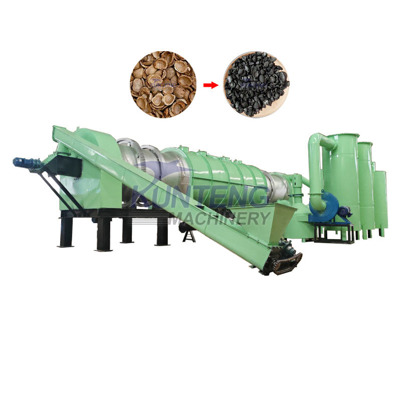 Rotary Charcoal Kiln Olive Pomace Walnut Shell Carbonizing Stove Biochar Production Equipment - Briquette Size: Customized