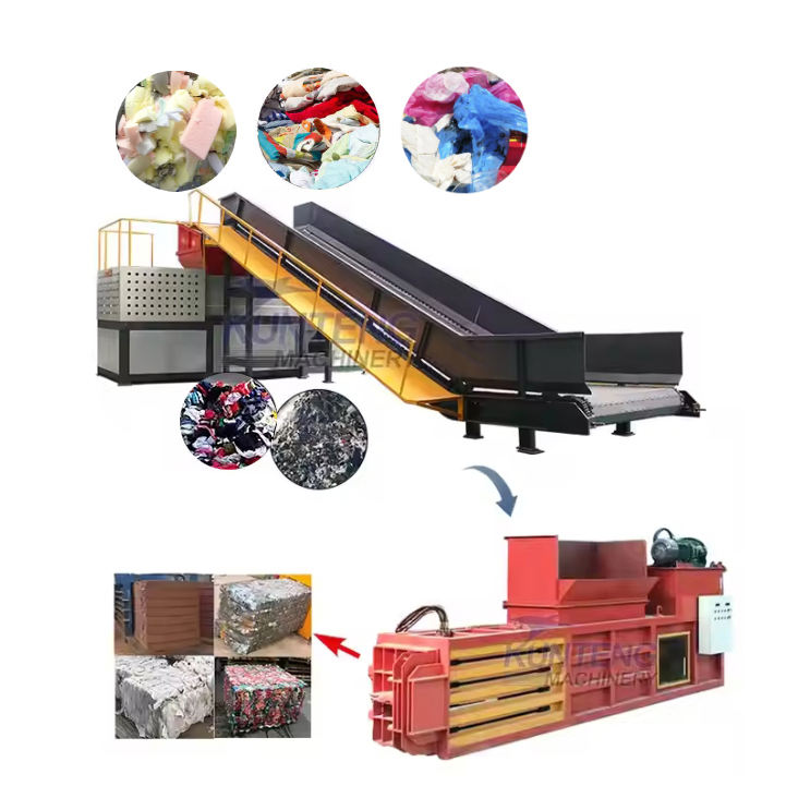 Double Shaft Organic Waste Shredder Polyurethane Foam Textile Waste Plastic Crusher And Baler - Automatic Grade: High