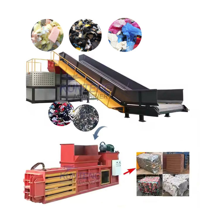 Industrial Paper Plastic Waste Shredder And Baler Polyurethane Foam Shredding Packaging Machine - Automatic Grade: High