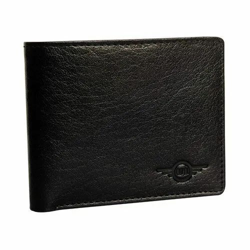 Mens Black Genuine Leather Bi Fold Formal Wallet