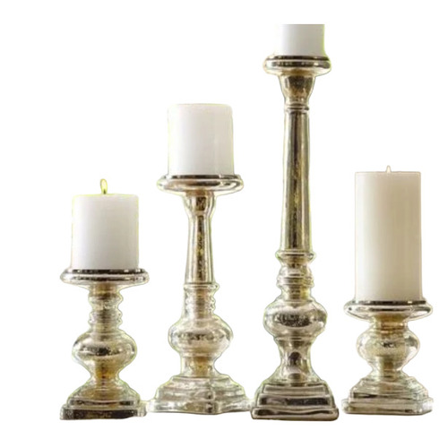Antique Mercury Glass Pillar Holder