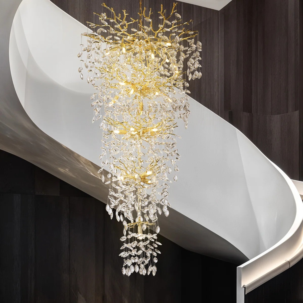 Light Crystal Dimmable LED Tiered Chandelier