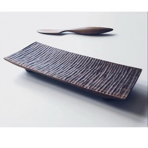 Polished wooden serving tray