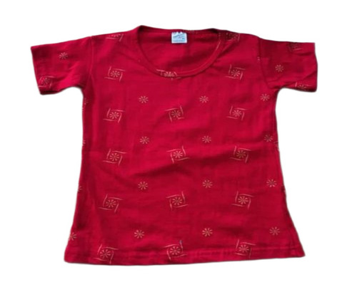 Red Printed Kids Cotton T Shirt
