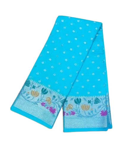 Aqua Blue Banarasi Katan Silk Saree