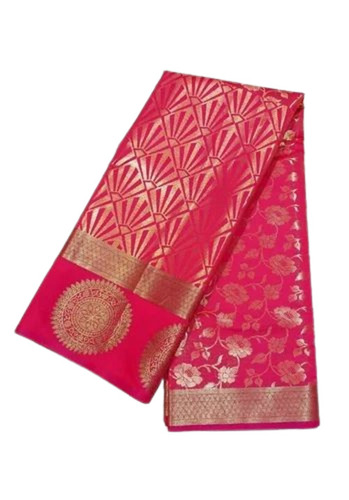 Pink Banarasi Cotton Silk Saree - Cotton Silk Material, Various Sizes Available, Pink Color | Elegant Embroidered Design, Perfect for Party Wear, Comfortable Regular Fit