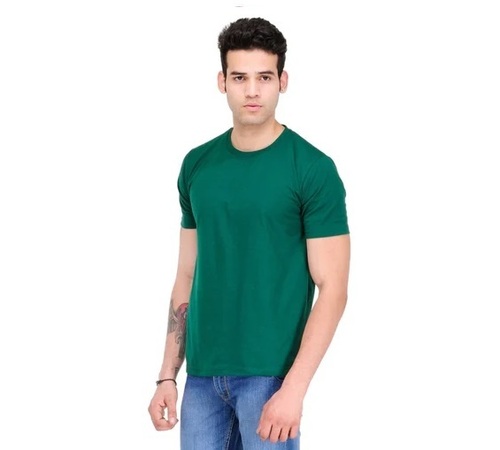 Green Cotton Round Neck T Shirt