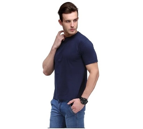 Navy Blue Cotton Round Neck T Shirt