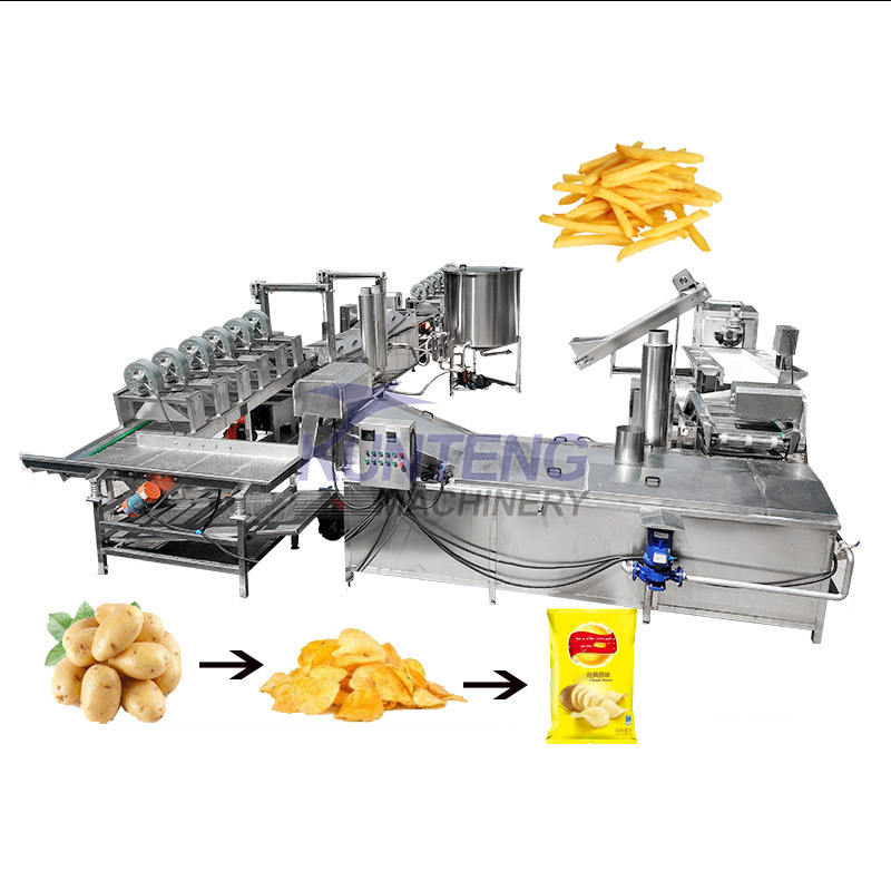 Potato Tater Cleaning Peeling Slicing Frying Package Processing Line