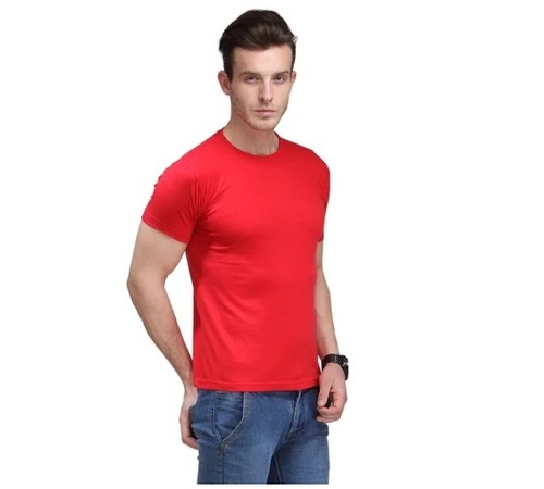 Red Cotton Round Neck T Shirt - Cotton, All Sizes, Red | Breathable, Soft, Comfortable Short Sleeve