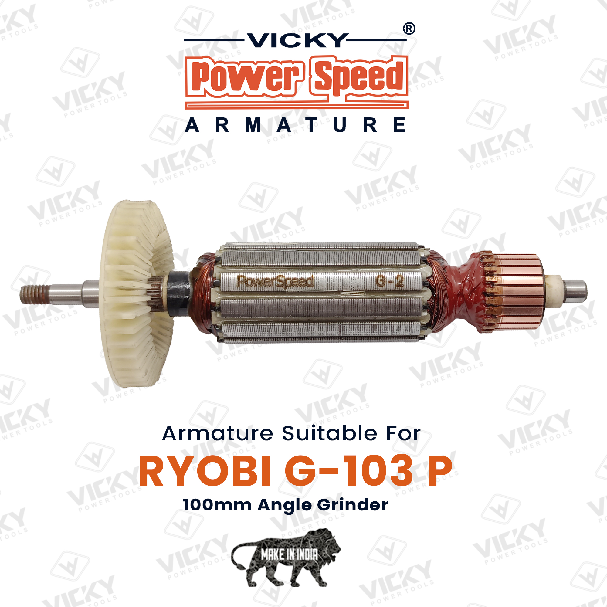 Powerspeed Armature For G-103 P Ryobi M/C Angle Grinder - Material: Copper