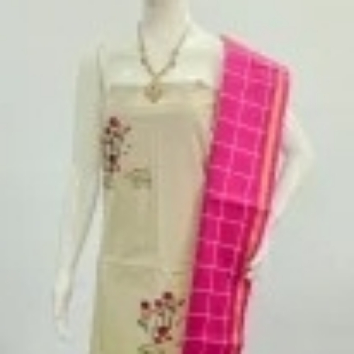 Office white cotton unstitched dress