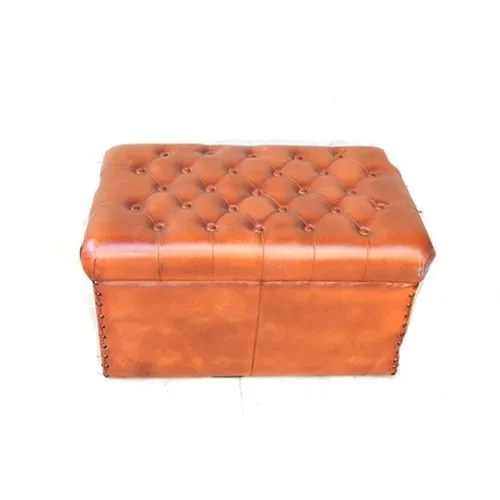18 Inch Brown Leather Ottoman
