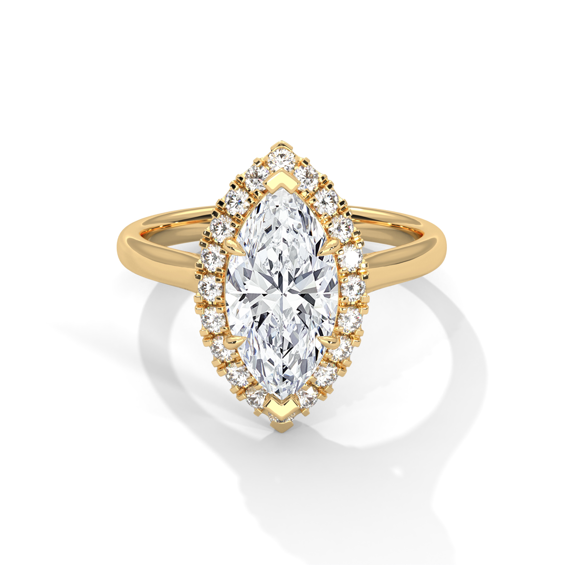 18k Gold Marquise Diamond Halo Ring