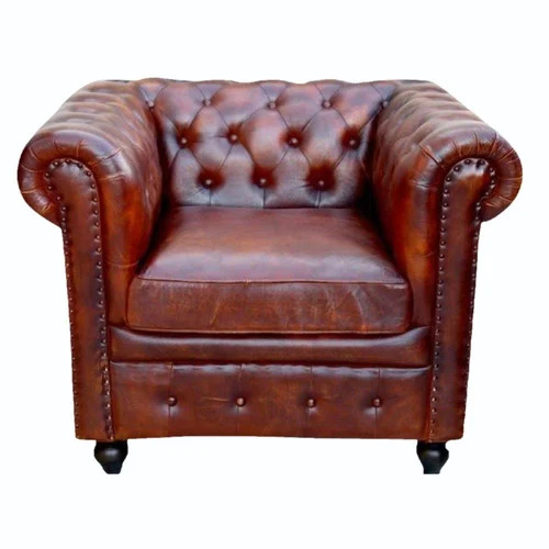 Brown Leather Single Seater Sofa Chair