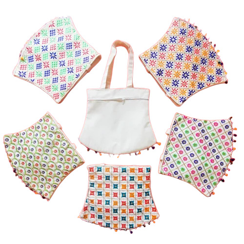 Cotton Mirror Work Shoulder Bag