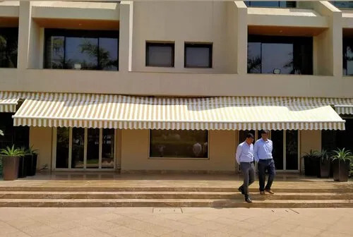 Striped Retractable Awning
