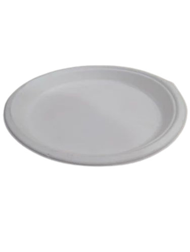 6 Inch White Plain Round Bagasse Plates