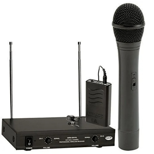 Dual Wireless Microphone - Standard Size, Black, Rechargeable Battery, Wireless, Noise Reduction, Long Range