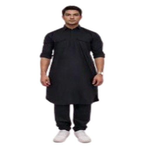 Men Black Fiza Pathani Kurta Set
