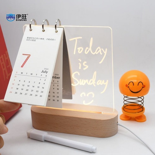 Record Message Erasable Acrylic Luminous Desk Calendar