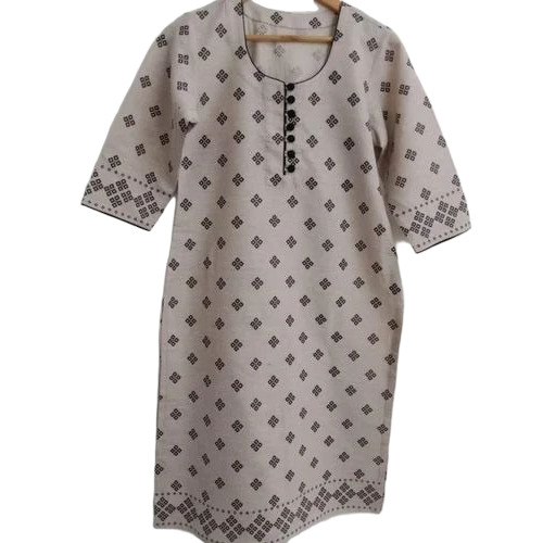 Ladies Off White Cotton Kurti