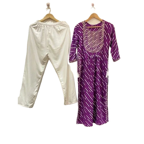 Ladies Purple Kurti Plazzo Set