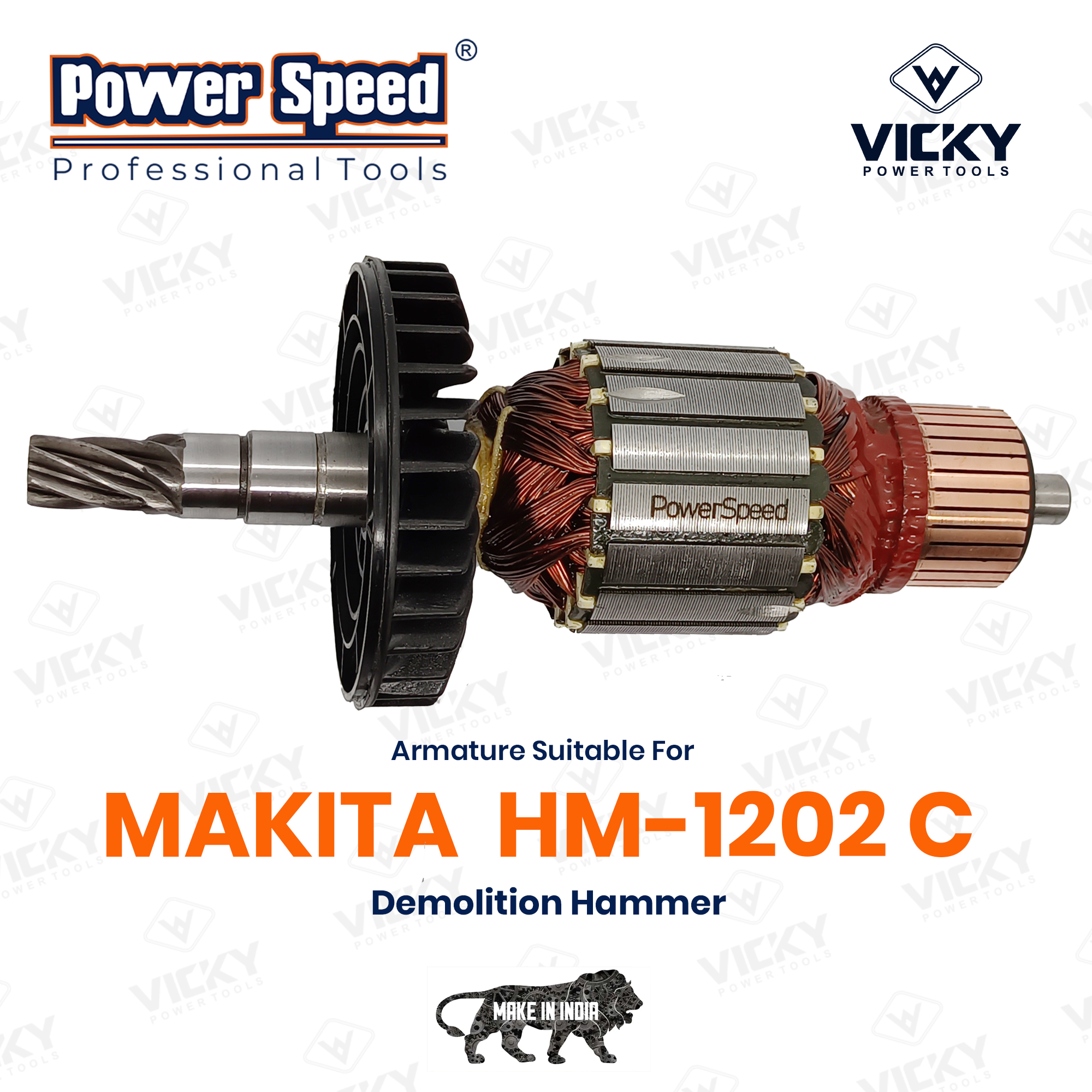 Makita Hm-1202 C Armature By Powerspeed - Material: Copper