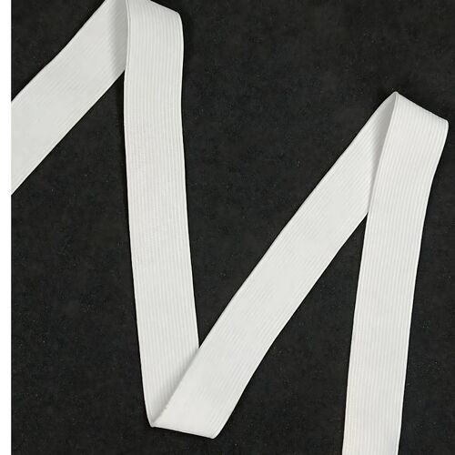 Plain Woven Elastic Tape - Color: White