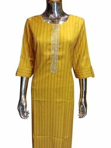 Yellow Ladies Cotton Kurti