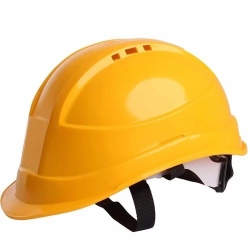 Safety Helmet - Standard Size, Yellow Color, Open Face Style | Fine Finishing, Heat Resistant, Lightweight, Sturdy Design for Safety Use