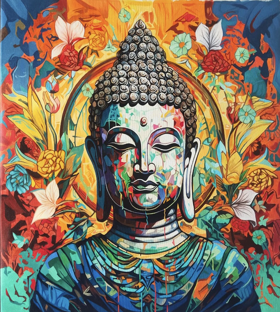 Budha Paintings On Canvas - Color: Multicolor