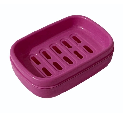 Rectangular Pink Plastic Soap Dish