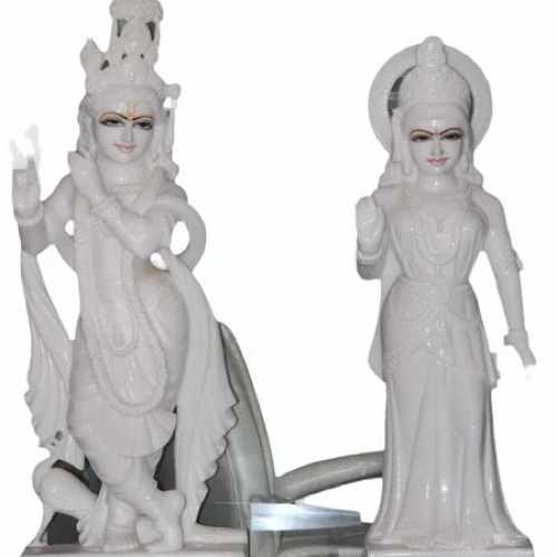 White Radha Krishna Marble Stone