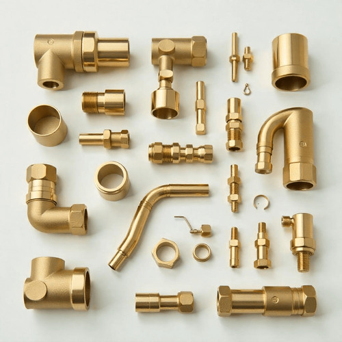 Arrange Pipe Fittings - Color: Brass