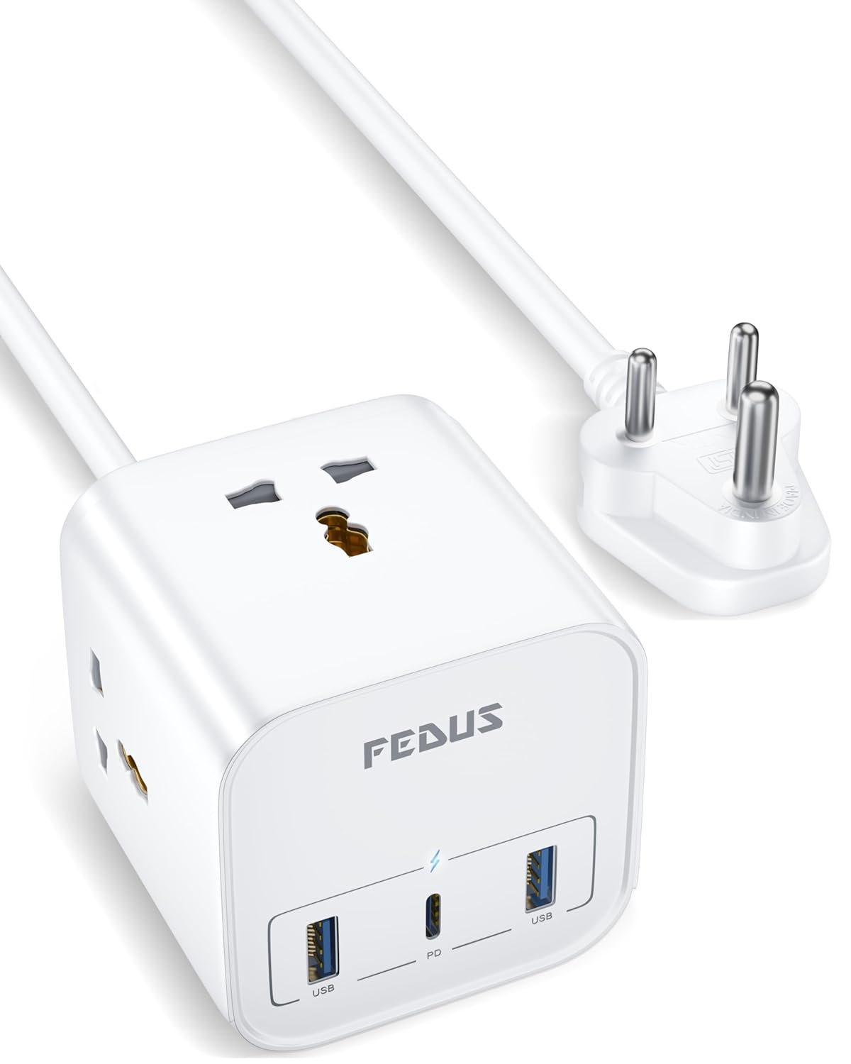 Fedus 3-Way Surge Protector With Usb A & C 9.8ft Cable