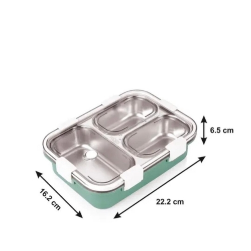 Three Compartment Steel Lunch Box