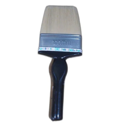 4 Inch Black Flat Paint Brush - Handle Material: Plastic