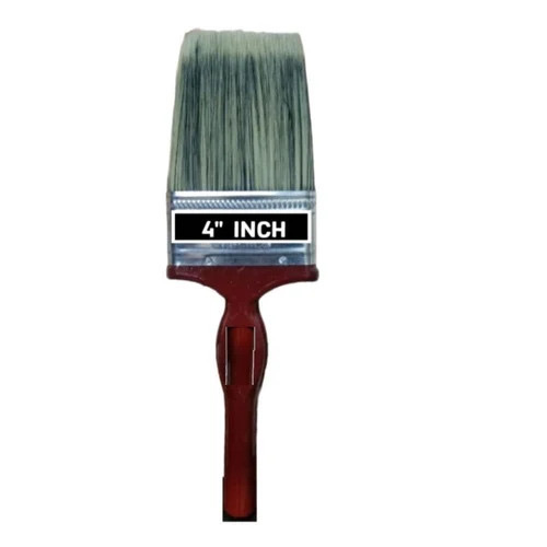 4 Inch Brown Flat Paint Brush - Handle Material: Plastic