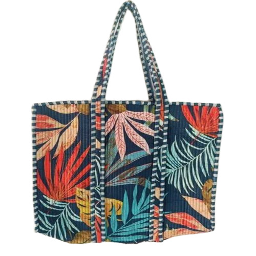 Leaf Print Cotton Tote Bags