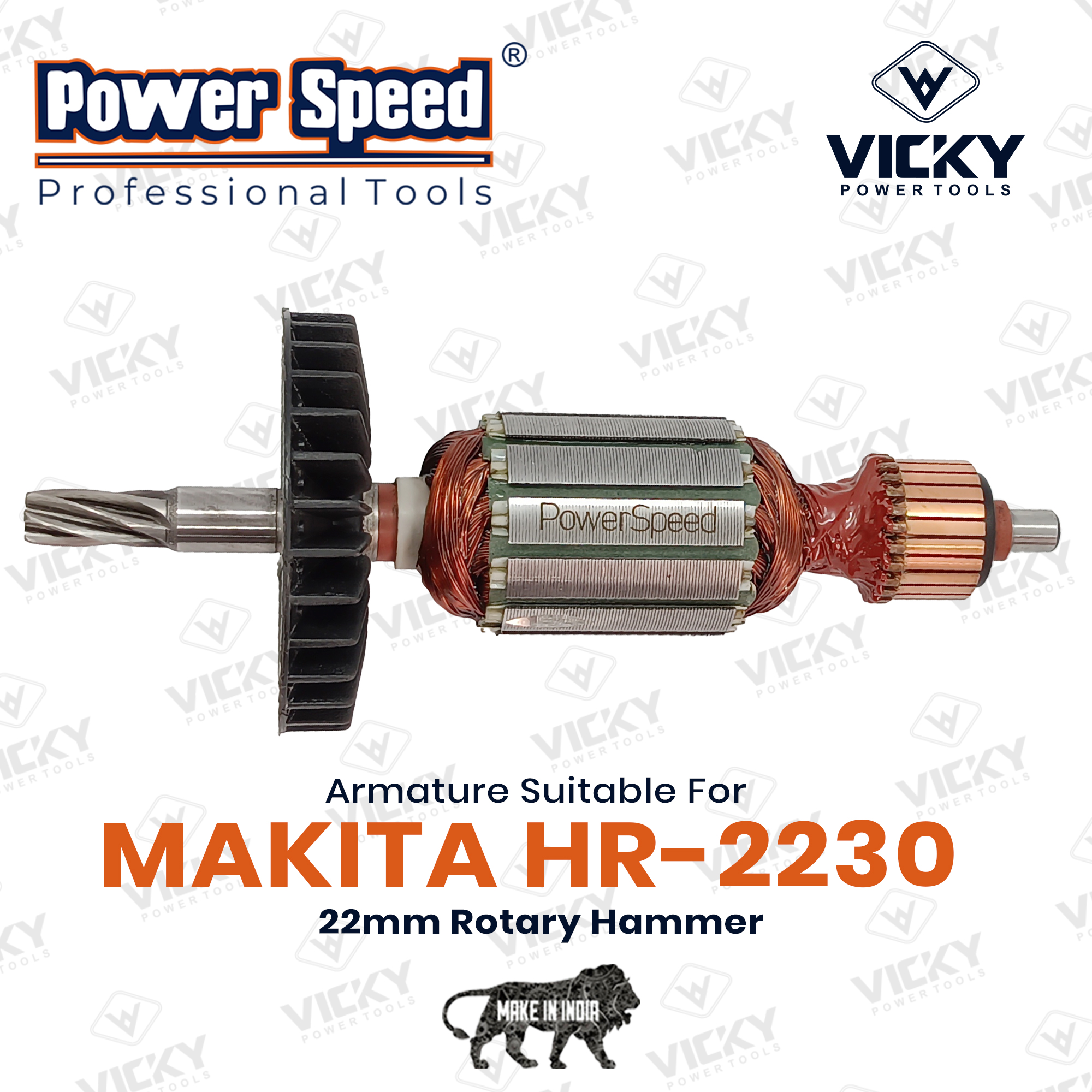 Makita Hr-2230 Armature By Powerspeed - Material: Copper