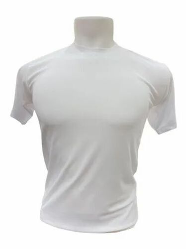 Mens White Round Neck T Shirt