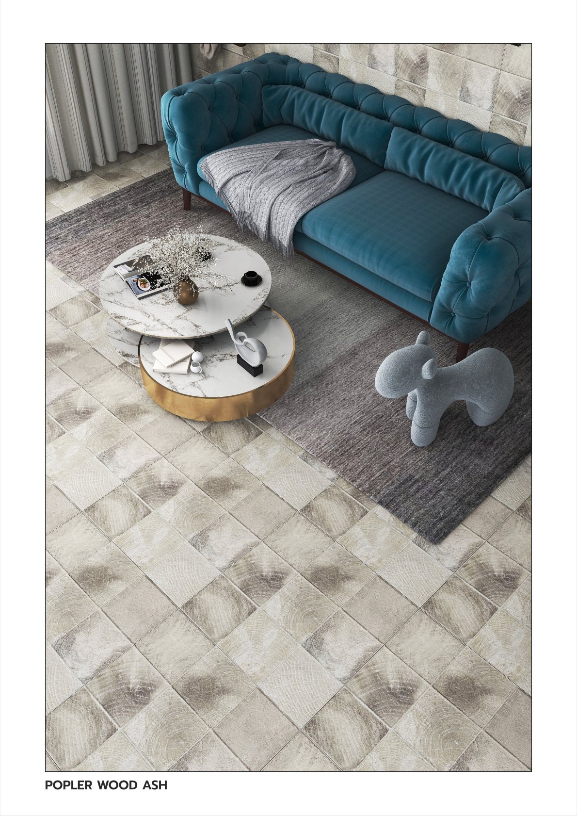 Brown Stone Effect Floor Tiles