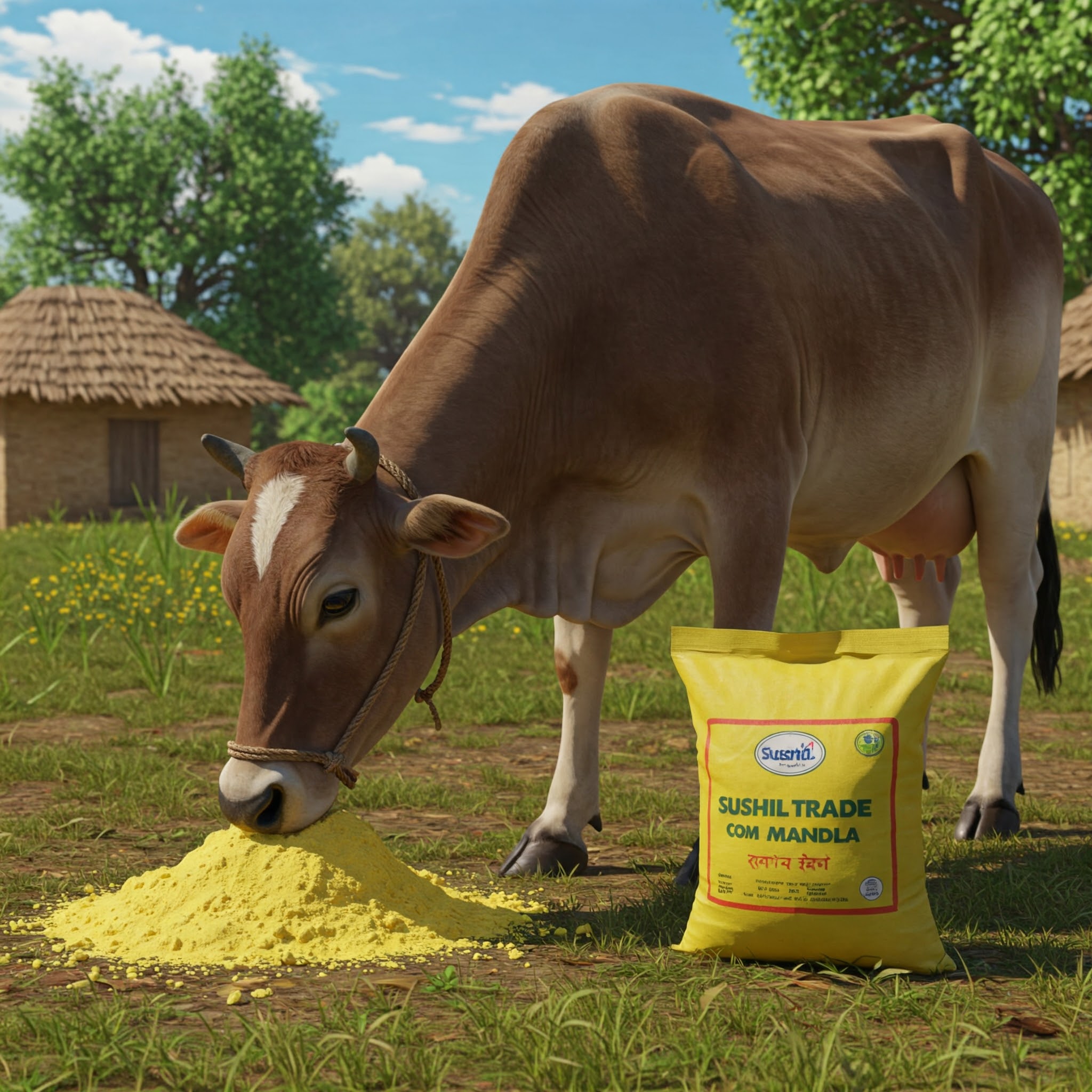 Makka Chuni (Makai Bhardo) Cattle Feed Maize Powder - Color: Yellow