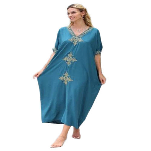 Embroidery Blue Maxi Dress